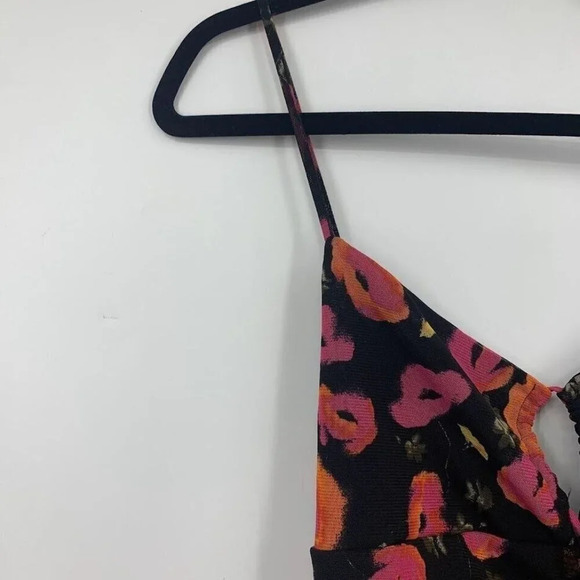 Nordstrom Bp Women's Keyhole Mesh Black Bombshell Floral Mini Dress Size M NWT - Picture 4 of 11